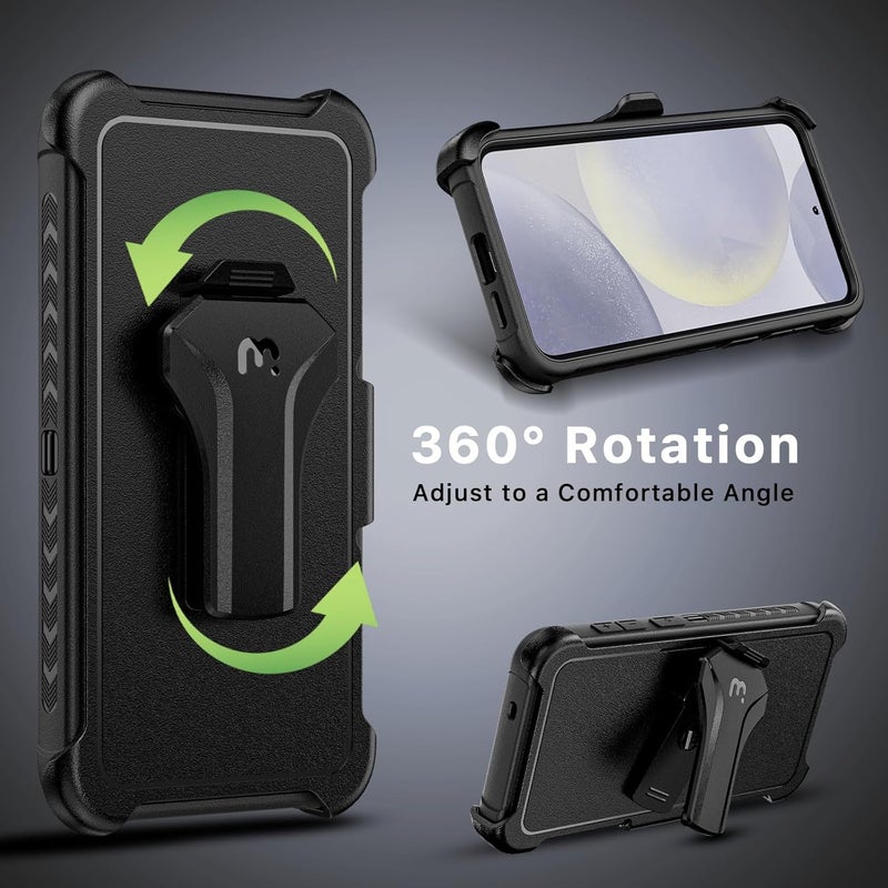 M MYBAT PRO Maverick Series for Samsung Galaxy S25 Plus Case with Belt Clip Holster, 6.7 inch, Heavy Duty Military Grade Drop Protective Case with 360° Rotating Stand (No Screen Protector) Black - Image 5